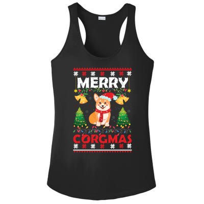 Funny Cute Merry Corgmas Ugly Christmas Sweater Ladies PosiCharge Competitor Racerback Tank