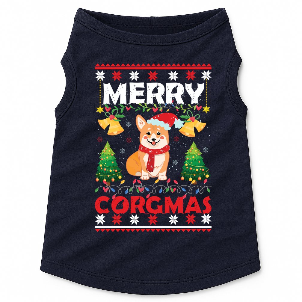 Funny Cute Merry Corgmas Ugly Christmas Sweater Doggie Tank
