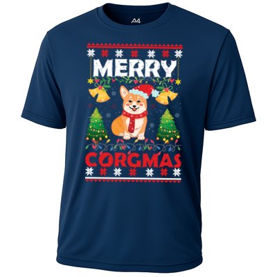 Funny Cute Merry Corgmas Ugly Christmas Sweater Performance Shirt