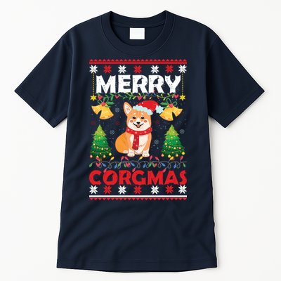 Funny Cute Merry Corgmas Ugly Christmas Sweater Tall T-Shirt