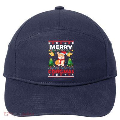 Funny Cute Merry Corgmas Ugly Christmas Sweater 7-Panel Snapback Hat