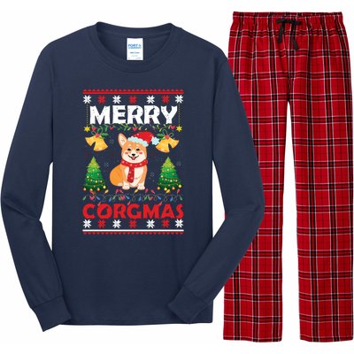 Funny Cute Merry Corgmas Ugly Christmas Sweater Long Sleeve Pajama Set