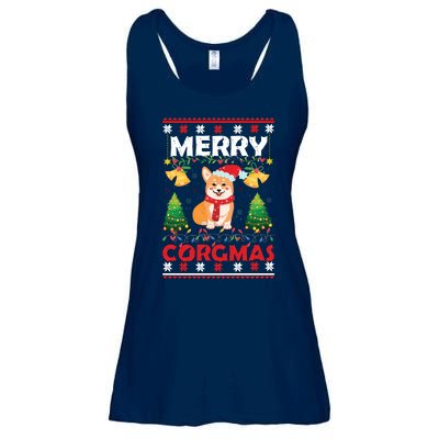 Funny Cute Merry Corgmas Ugly Christmas Sweater Ladies Essential Flowy Tank