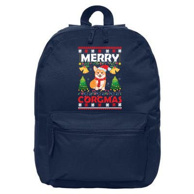 Funny Cute Merry Corgmas Ugly Christmas Sweater 16 in Basic Backpack
