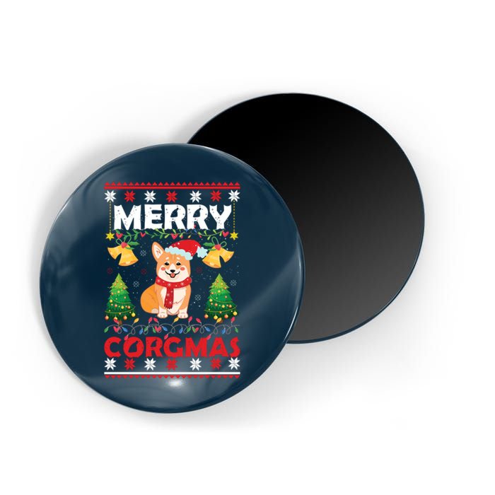 Funny Cute Merry Corgmas Ugly Christmas Sweater Magnet