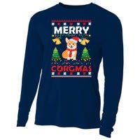 Funny Cute Merry Corgmas Ugly Christmas Sweater Cooling Performance Long Sleeve Crew