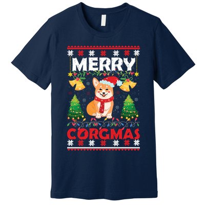 Funny Cute Merry Corgmas Ugly Christmas Sweater Premium T-Shirt