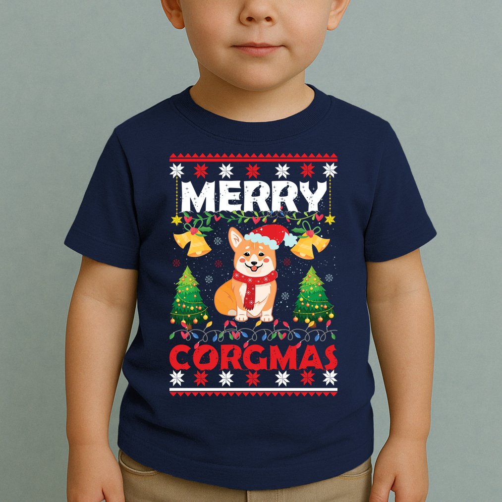 Funny Cute Merry Corgmas Ugly Christmas Sweater Toddler T-Shirt