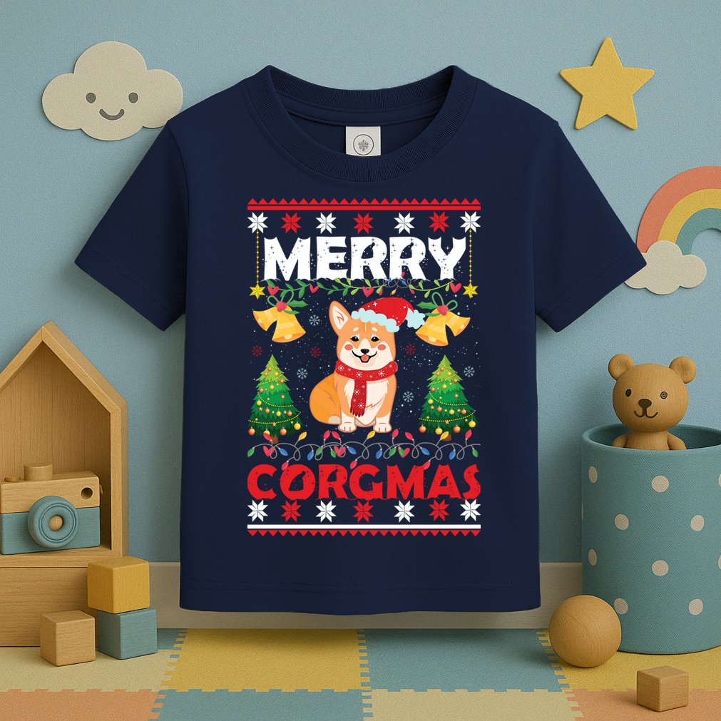 Funny Cute Merry Corgmas Ugly Christmas Sweater Toddler T-Shirt