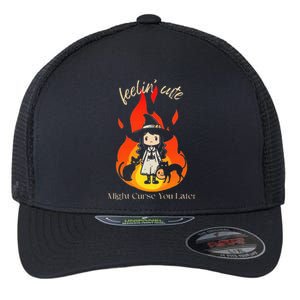 Feeling Cute Might Curse You Later Cute Witch Flexfit Unipanel Trucker Cap