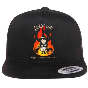 Feeling Cute Might Curse You Later Cute Witch Flat Bill Trucker Hat