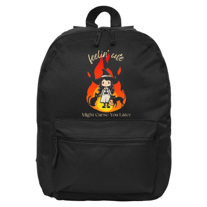 Feeling Cute Might Curse You Later Cute Witch 16 in Basic Backpack