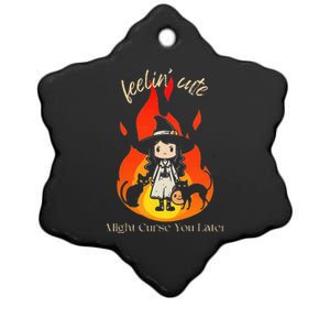 Feeling Cute Might Curse You Later Cute Witch Ceramic Star Ornament