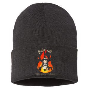 Feeling Cute Might Curse You Later Cute Witch Sustainable Knit Beanie