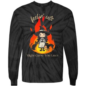 Feeling Cute Might Curse You Later Cute Witch Tie-Dye Long Sleeve Shirt