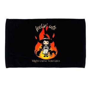 Feeling Cute Might Curse You Later Cute Witch Microfiber Hand Towel