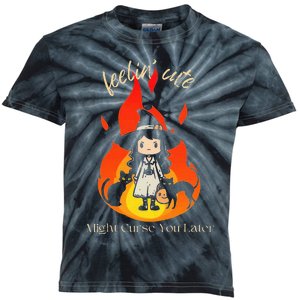 Feeling Cute Might Curse You Later Cute Witch Kids Tie-Dye T-Shirt