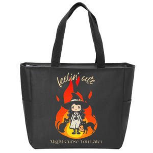 Feeling Cute Might Curse You Later Cute Witch Zip Tote Bag