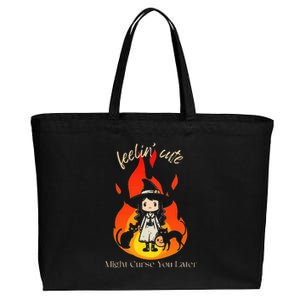 Feeling Cute Might Curse You Later Cute Witch Cotton Canvas Jumbo Tote