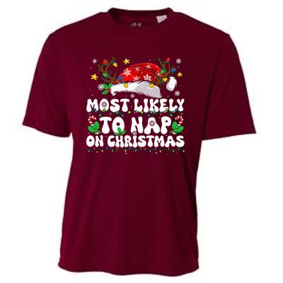 Family Christmas Most Likely To Nap On Christmas Cooling Performance Crew T-Shirt