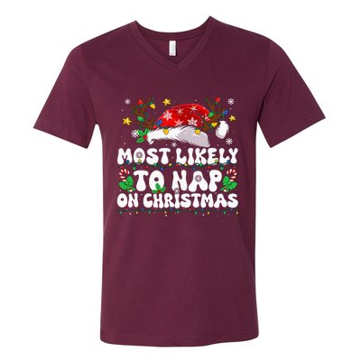 Family Christmas Most Likely To Nap On Christmas V-Neck T-Shirt