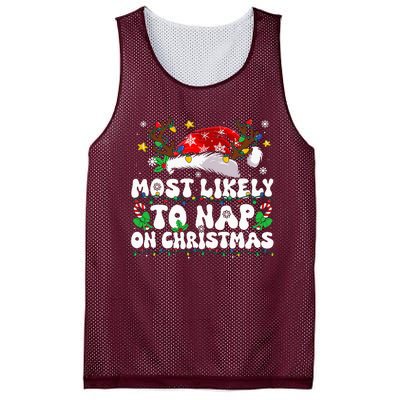 Family Christmas Most Likely To Nap On Christmas Mesh Reversible Basketball Jersey Tank