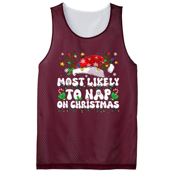 Family Christmas Most Likely To Nap On Christmas Mesh Reversible Basketball Jersey Tank