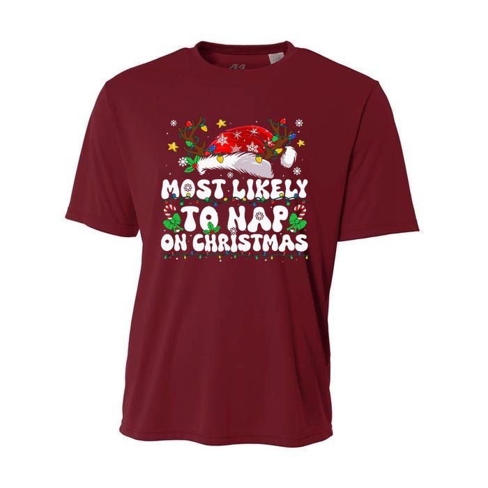 Family Christmas Most Likely To Nap On Christmas Performance Sprint T-Shirt