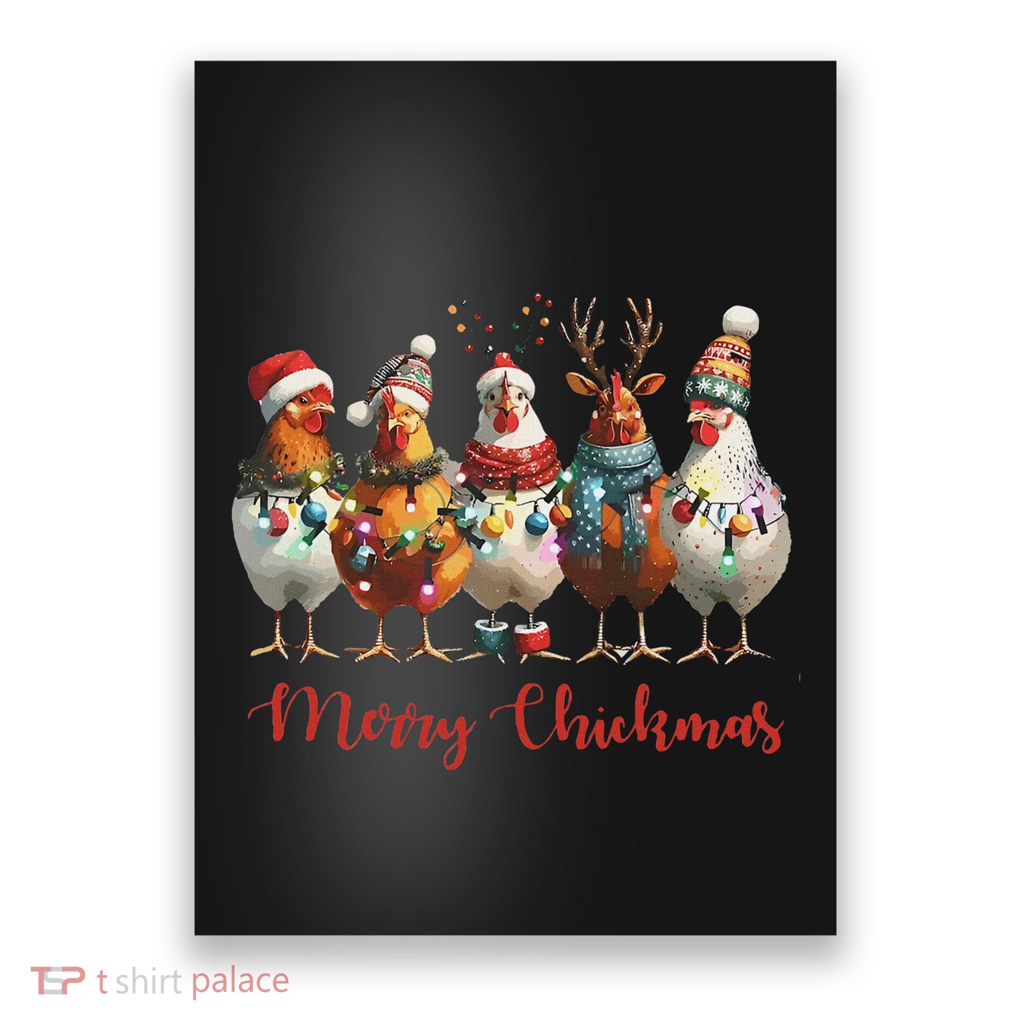 Funny Chicken Merry Chickmas Christmas Lights Farm Animal Poster