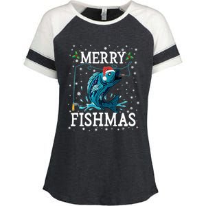 Funny Christmas Merry Fishmas Fishing Fisher Xmas Funny Gift Funny Gift Enza Ladies Jersey Colorblock Tee