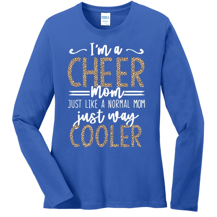 Funny Cheerleading Mother Leopard Cheetah Print Cheer Mom Meaningful Gift Ladies Long Sleeve Shirt