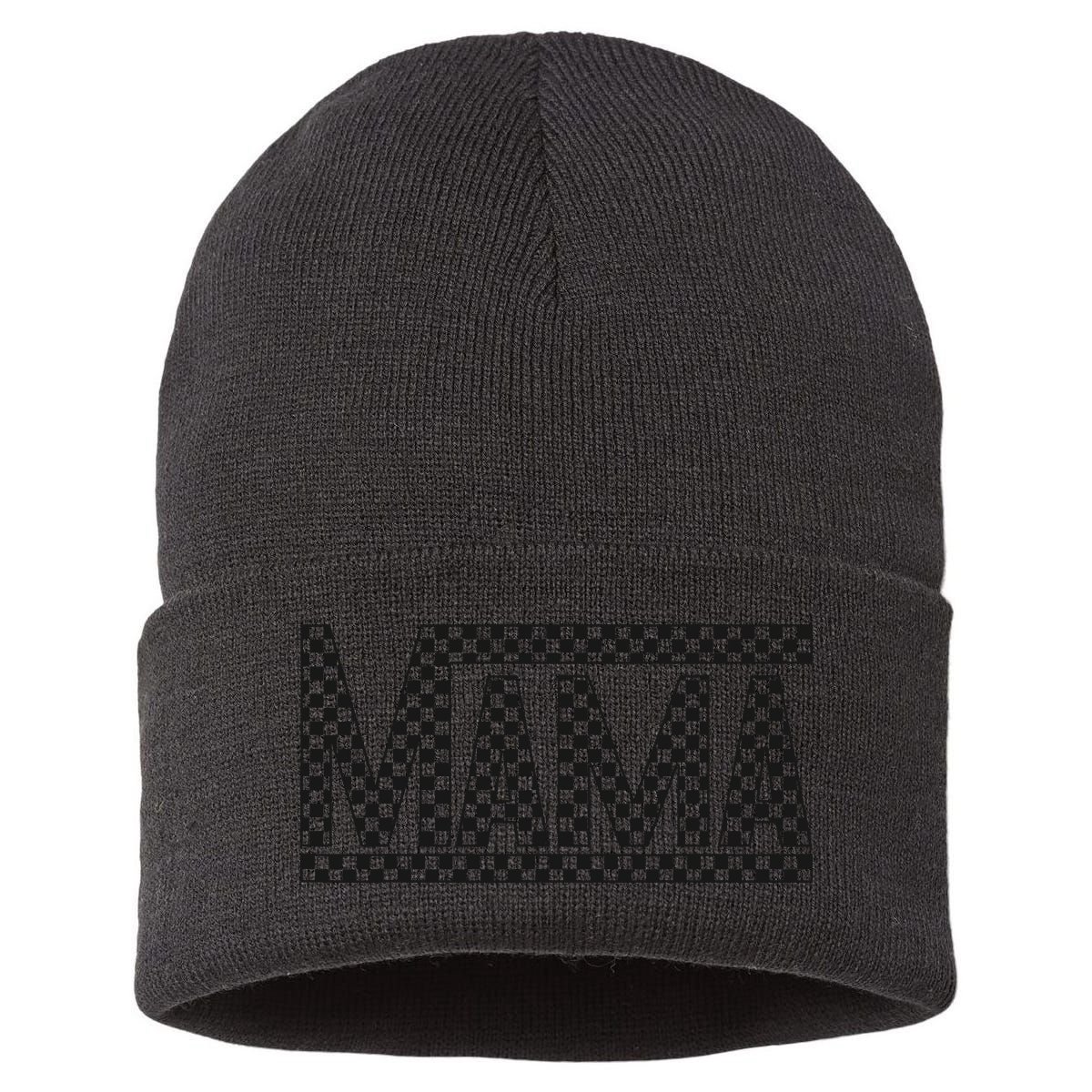 Funny Checkered Mama Black White Gift Wo Sustainable Knit Beanie