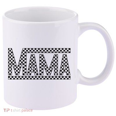 Funny Checkered Mama Black White Gift Wo 11oz C Handle Ceramic Mug