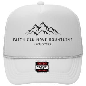 Faith Can Move Mountains Christian Religious High Crown Mesh Back Trucker Hat