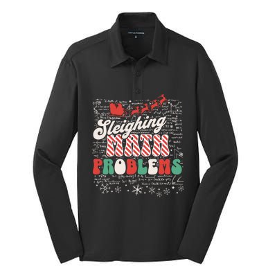 Funny Christmas Math Teacher Santa Silk Touch Performance Long Sleeve Polo