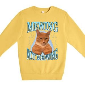 Funny Cat Meme Mewing LooksMax Meowing cat Trend Premium Crewneck Sweatshirt