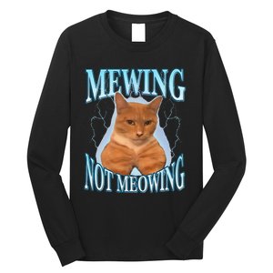 Funny Cat Meme Mewing LooksMax Meowing cat Trend Long Sleeve Shirt