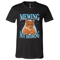 Funny Cat Meme Mewing LooksMax Meowing cat Trend V-Neck T-Shirt