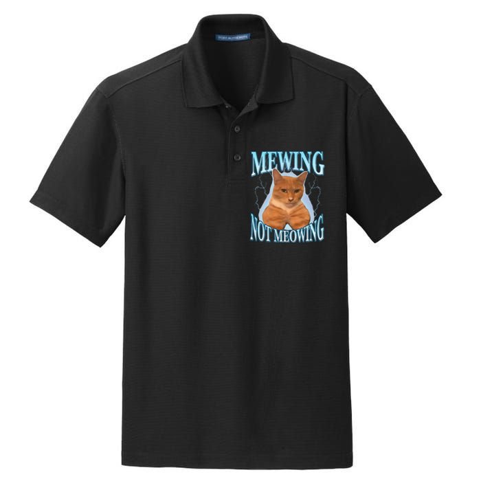 Funny Cat Meme Mewing LooksMax Meowing cat Trend Dry Zone Grid Polo