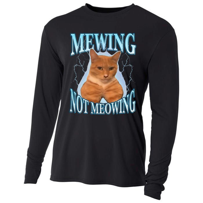 Funny Cat Meme Mewing LooksMax Meowing cat Trend Cooling Performance Long Sleeve Crew