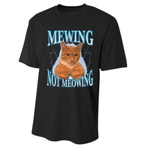 Funny Cat Meme Mewing LooksMax Meowing cat Trend Performance Sprint T-Shirt