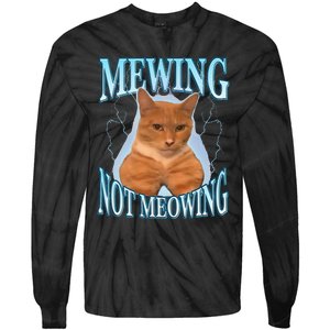 Funny Cat Meme Mewing LooksMax Meowing cat Trend Tie-Dye Long Sleeve Shirt