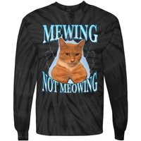 Funny Cat Meme Mewing LooksMax Meowing cat Trend Tie-Dye Long Sleeve Shirt