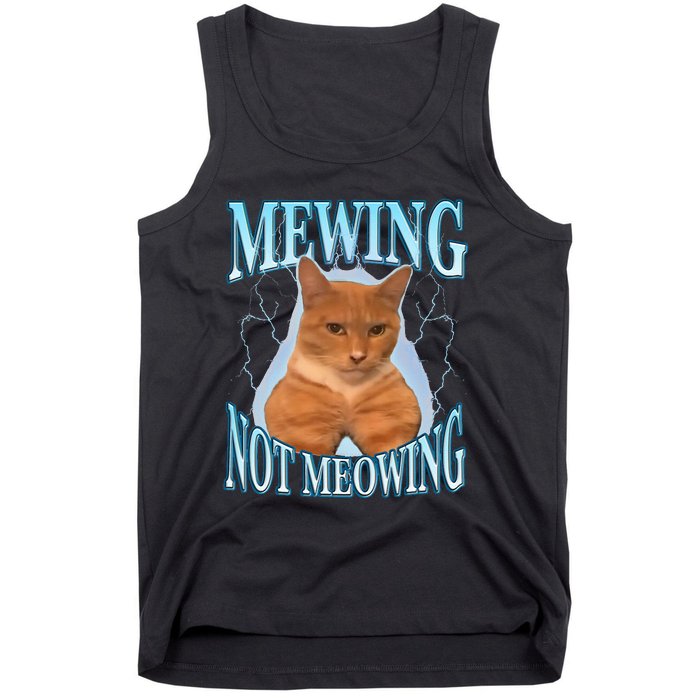 Funny Cat Meme Mewing LooksMax Meowing cat Trend Tank Top