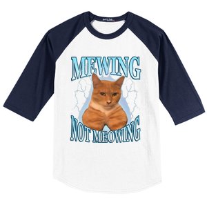 Funny Cat Meme Mewing LooksMax Meowing cat Trend Baseball Sleeve Shirt