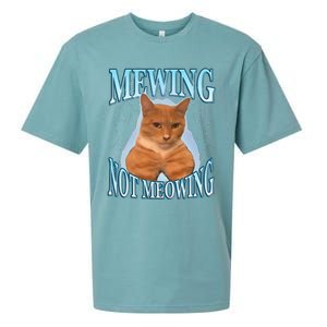 Funny Cat Meme Mewing LooksMax Meowing cat Trend Sueded Cloud Jersey T-Shirt