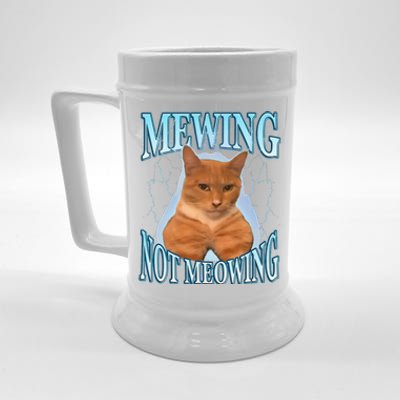 Funny Cat Meme Mewing LooksMax Meowing cat Trend Beer Stein