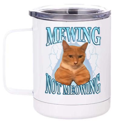 Funny Cat Meme Mewing LooksMax Meowing cat Trend 12 oz Stainless Steel Tumbler Cup