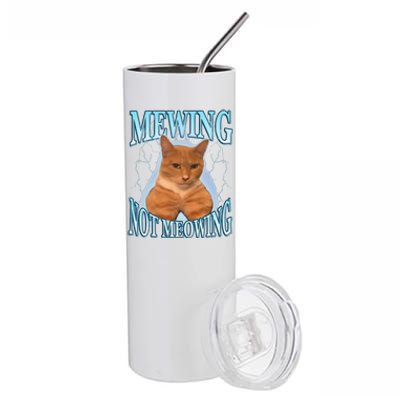 Funny Cat Meme Mewing LooksMax Meowing cat Trend Stainless Steel Tumbler