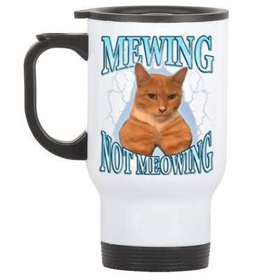 Funny Cat Meme Mewing LooksMax Meowing cat Trend Stainless Steel Travel Mug